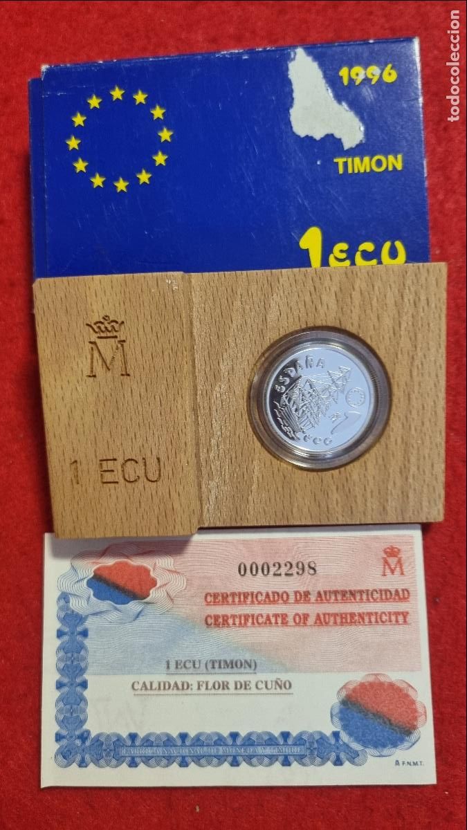 Monedas FNMT: 1 MONEDA DE 1 ECU DE PLATA 1992 CON ESTUCHE EN MAL ESTADO Y CON GARANTIA ORIGINAL