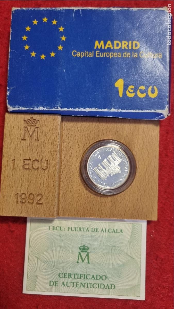 Monedas FNMT: 1 MONEDA DE 1 ECU DE PLATA 1992 CON ESTUCHE EN MAL ESTADO Y CON GARANTIA ORIGINAL