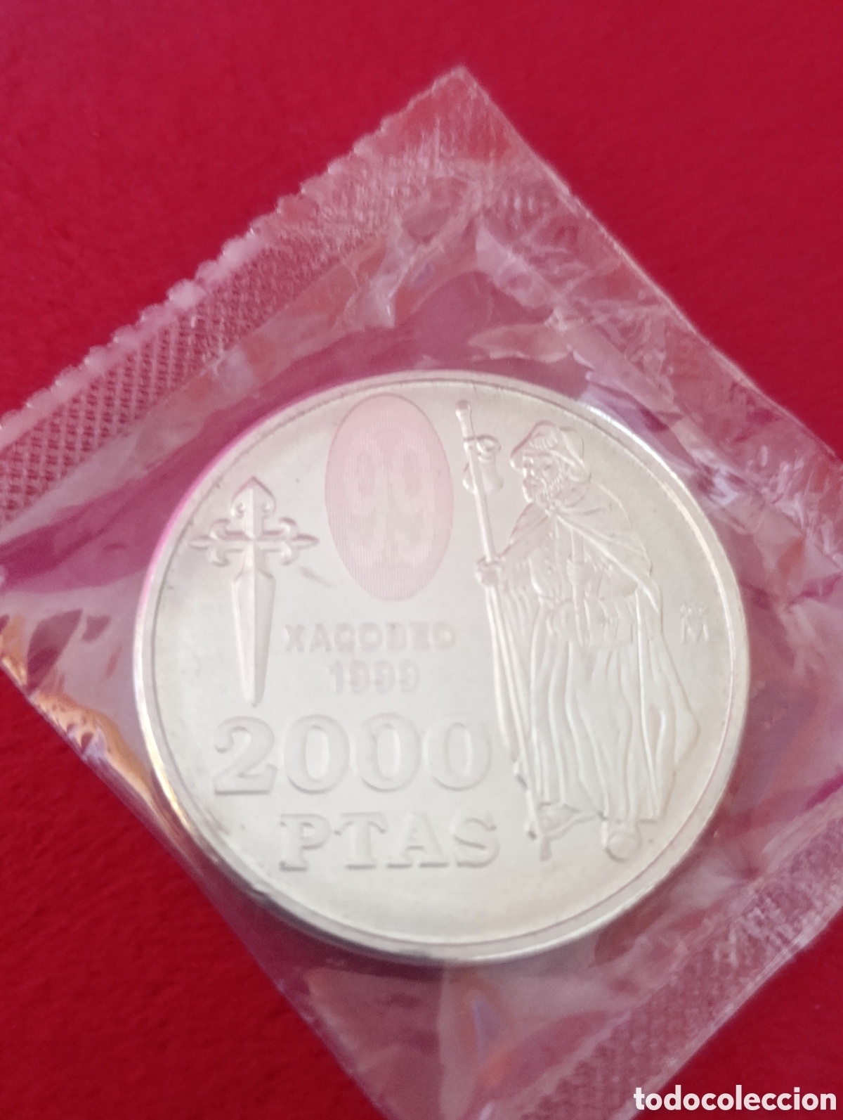Monedas FNMT: 2000 Pesetas 1999 Xacobeo A&ntilde;o Santo Compostelano - Plata 925 - Sin Circular - En Bl&iacute;ster Original