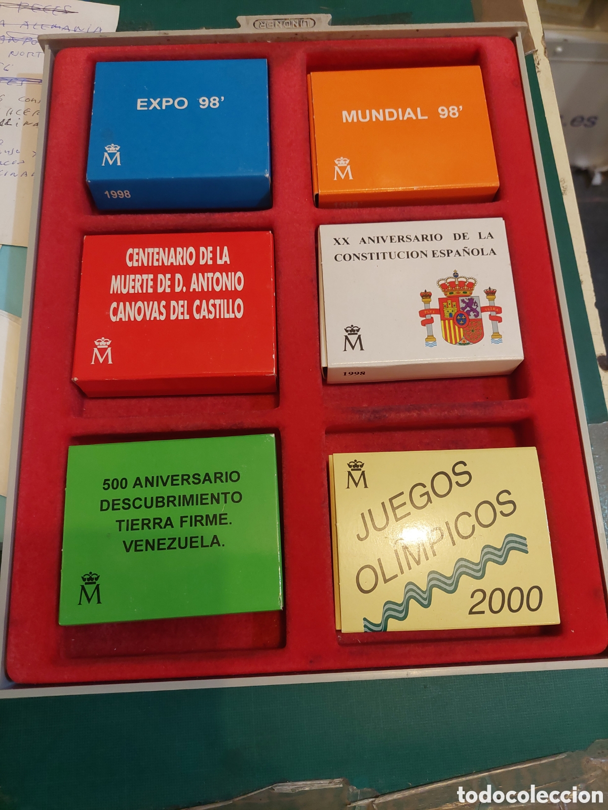 Monnaies FNMT: PLATA FNMT 6 ESTUCHES CON MONEDAS Y CERTIFICADO ESPA&Ntilde;A