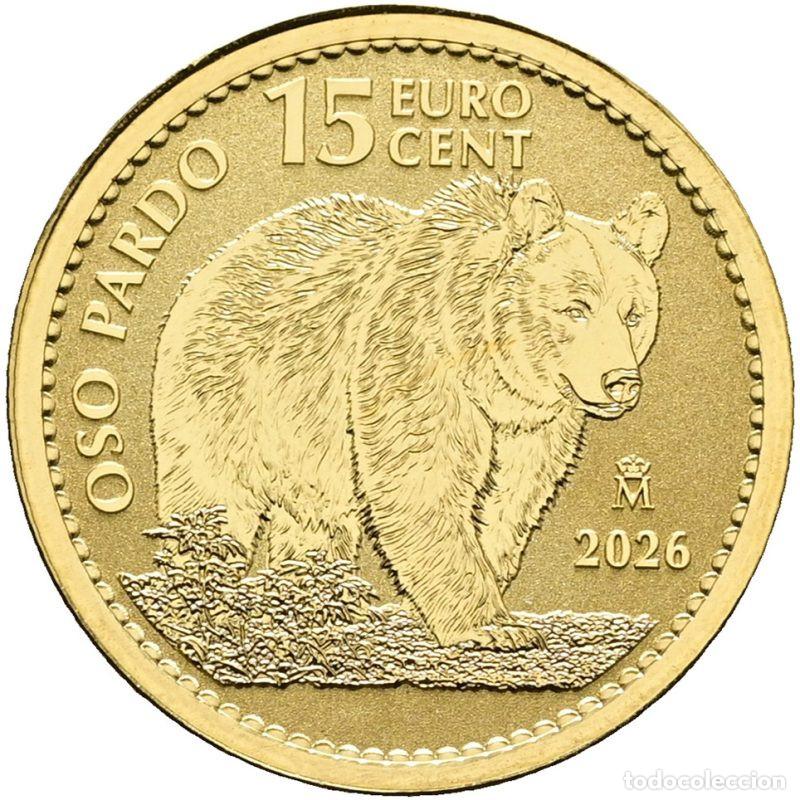 Monedas FNMT: ESPA&Ntilde;A 15 EURO CENT. 1/10 ONZA DE ORO FNMT 2026 FAUNA IBERICA OSO PARDO