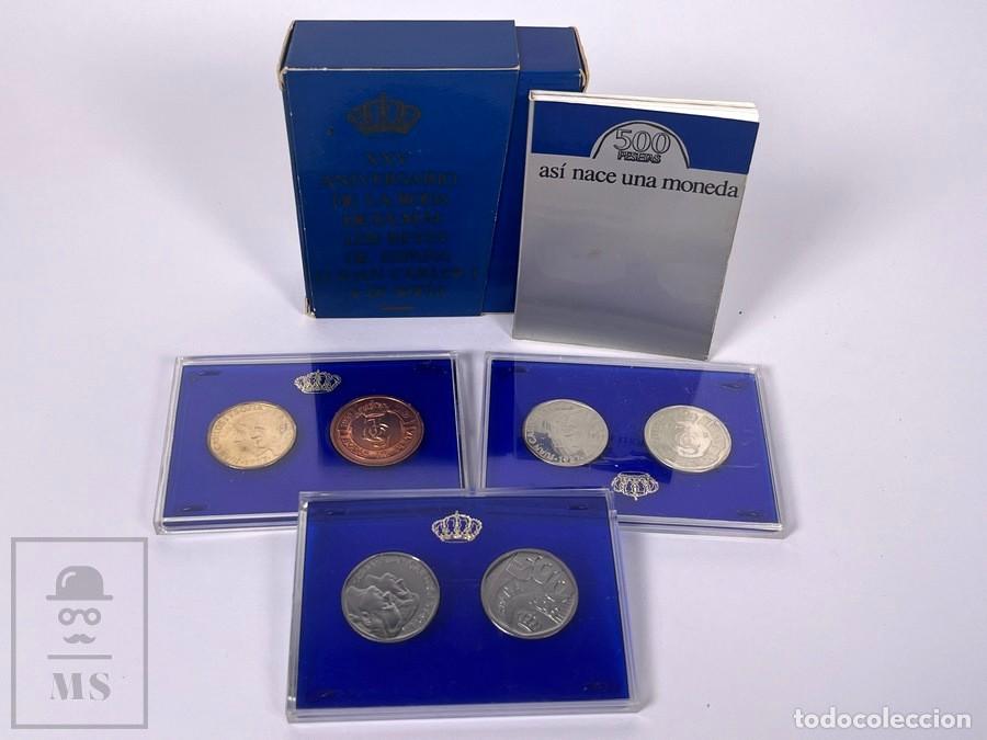 Moedas FNMT: Estuche - 500 pesetas y Pruebas - XXV Aniversario Boda SSMM Reyes de Espa&ntilde;a - 1987 FNMT Plata