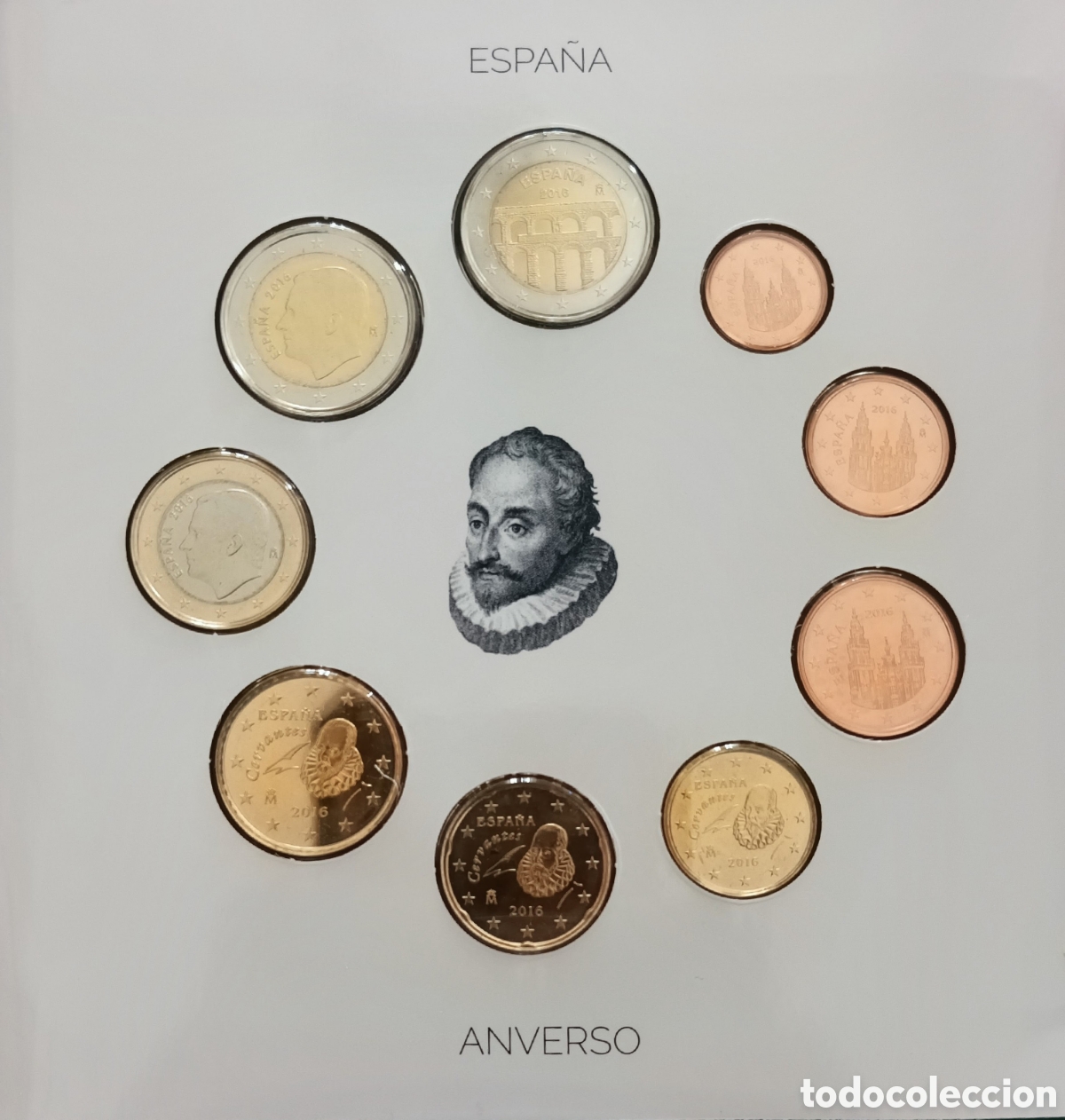 Monedas FNMT: 2016, EUROSET ESPA&Ntilde;A, EMISI&Oacute;N NACIONAL DEL EURO 2016, IV CENTENARIO DE MIGUEL DE CERVANTES