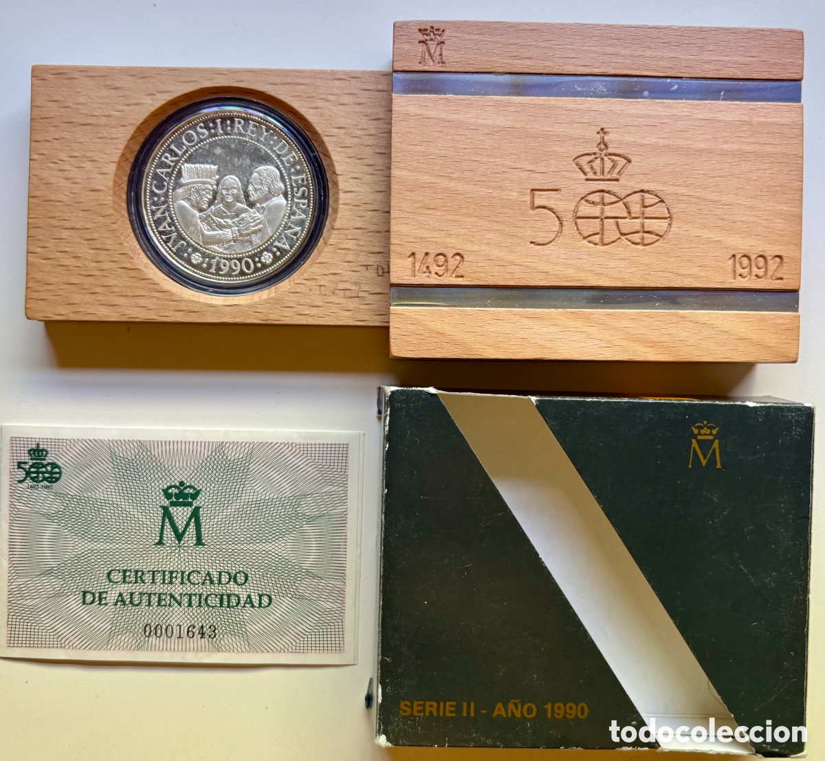 Monedas FNMT: Estuche FNMT 5000 Pesetas 1990 FDC. PLATA Serie II. V centenario