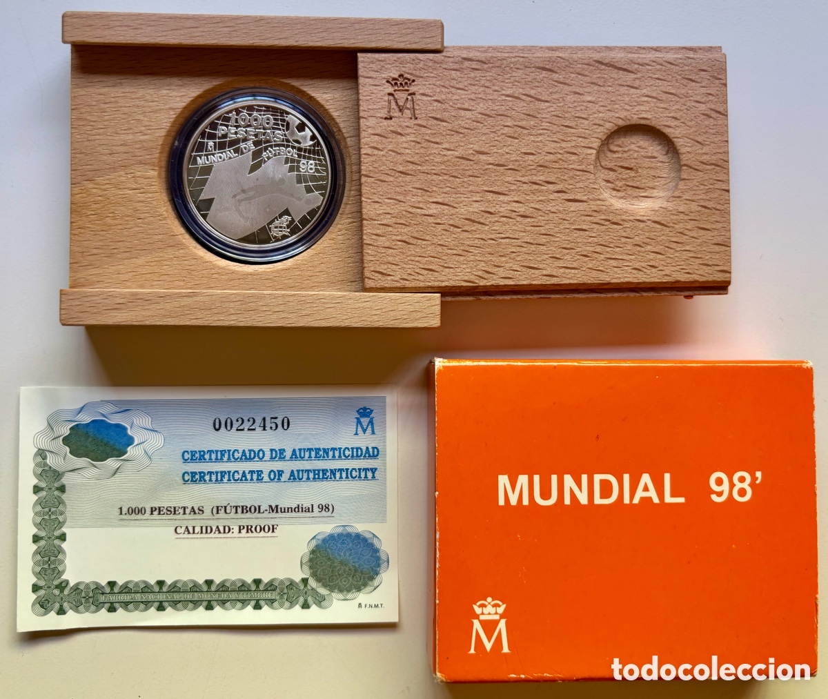 Monedas FNMT: Estuche Moneda PLATA 1000 Pesetas 1998. Mundial &lsquo;98 FNMT