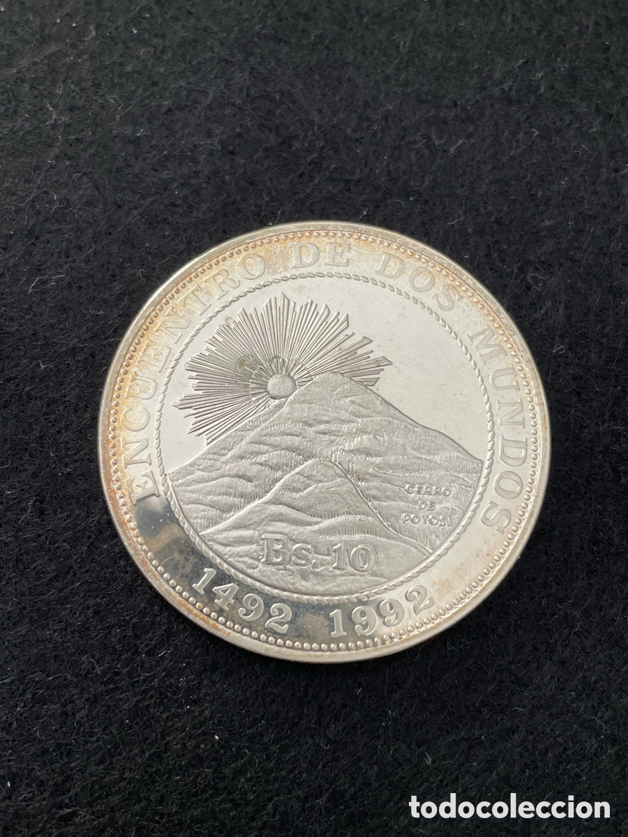 Monedas FNMT: BOLIVIA Plata 1991 10 Silver Bolivianos &ldquo;Encuentro entre dos mundos&rdquo;