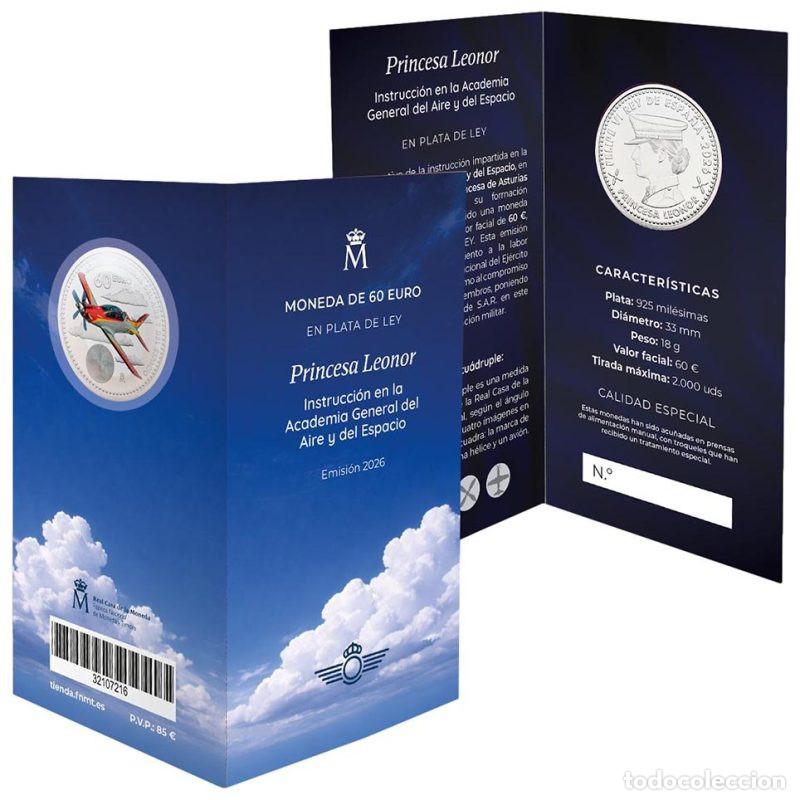 Monedas FNMT: CARTERA ESPA&Ntilde;A FNMT 60 EURO 2026 PRINCESA LEONOR ACADEMIA AIRE ESPACIO