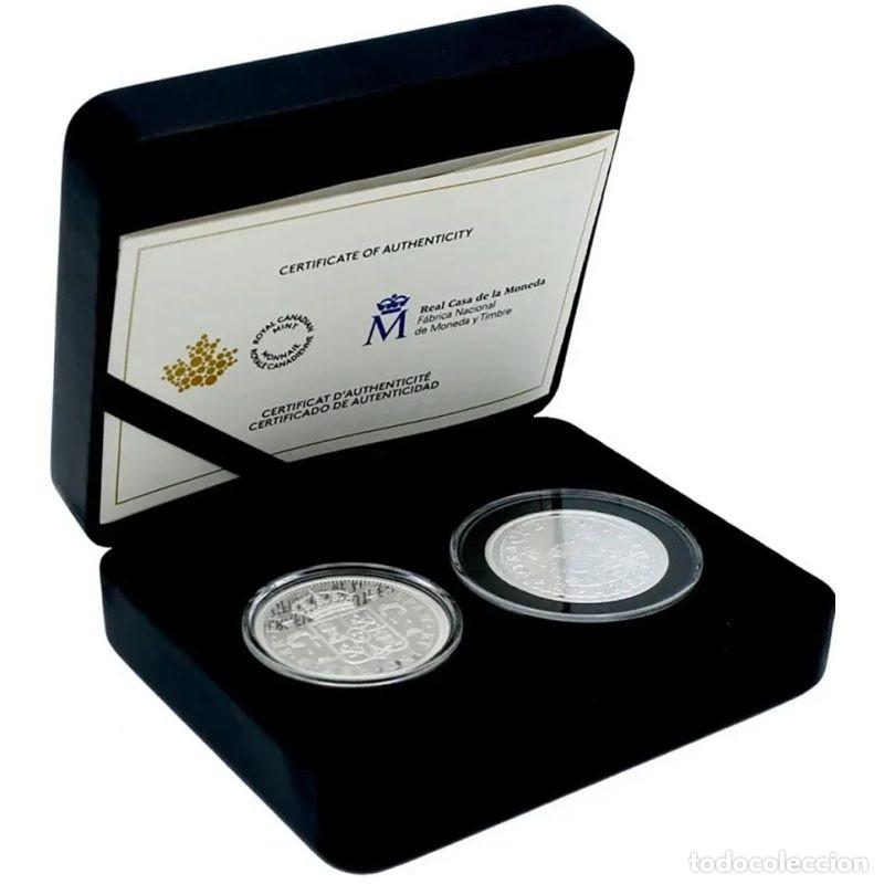 Monedas FNMT: ESPA&Ntilde;A 10 EURO + CANADA 20$ 2026 EL REAL DE A 8 RAICES MONEDA CANADIENSE 2 ONZAS DE PLATA