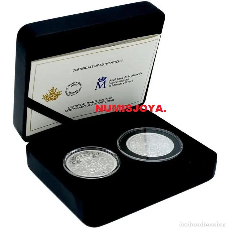 FNMT Coins: NUEVAS. 2 monedas de 1 ONZA PLATA 1 DE 10 EUROS ESPA&Ntilde;A y 1 de 20 d&oacute;lares CANADA. ESTUCHE COMPLETO