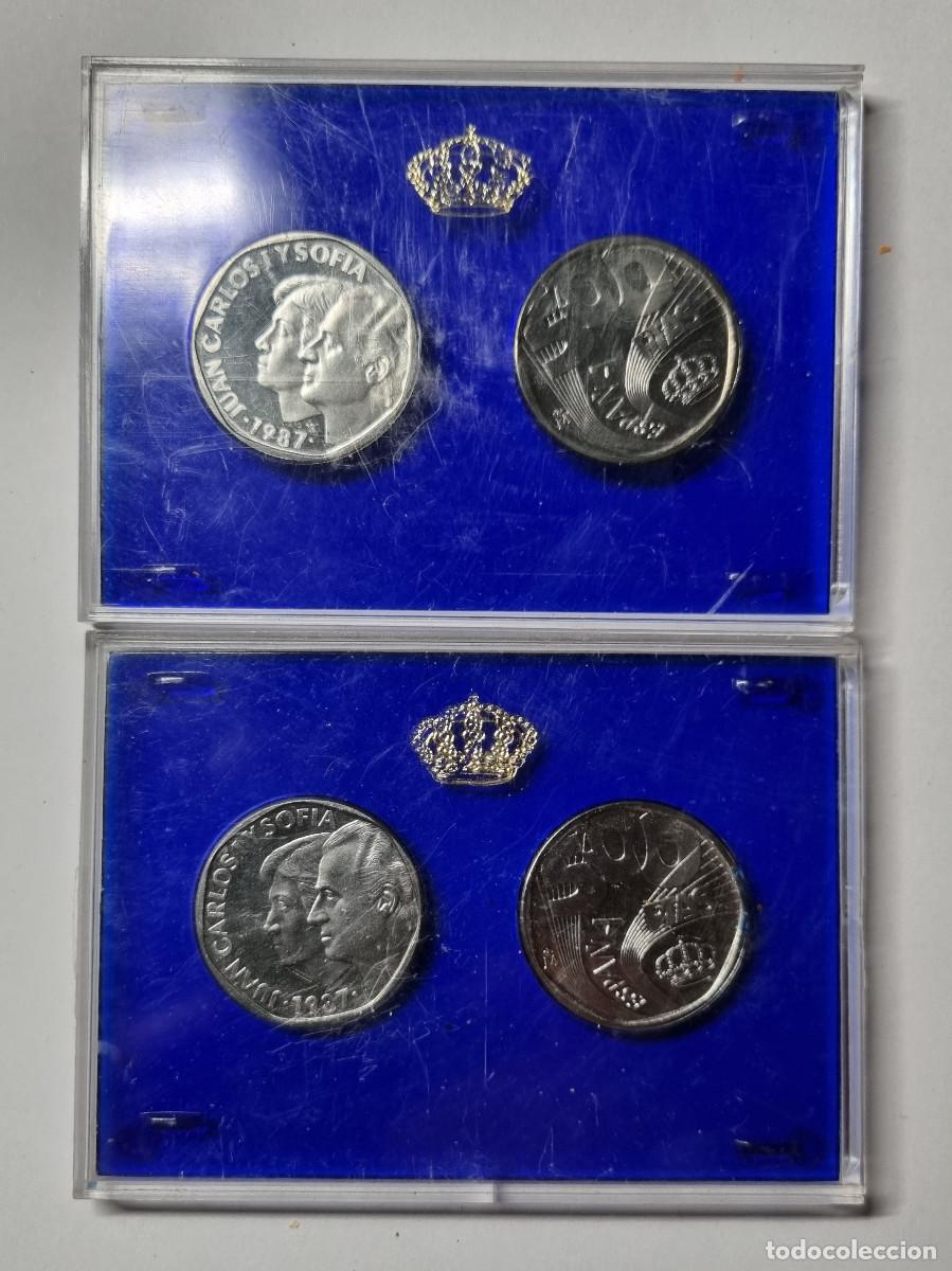 Monedas FNMT: 2 ESTUCHES (4 MONEDAS) 500 PESETAS 1987 PRUEBA F.N.M.T. JUAN CARLOS I