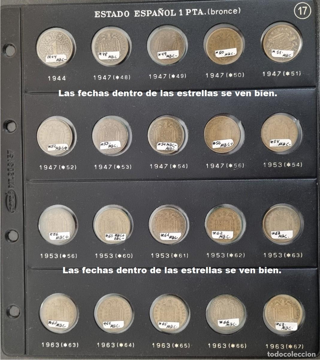 Monedas FNMT: ESPA&Ntilde;A ESTADO ESPA&Ntilde;OL FRANCO. LOTE DE LAS 29 MONEDAS DE 1 PESETA desde 1944 al 1975 FECHAS ESTRELLAS