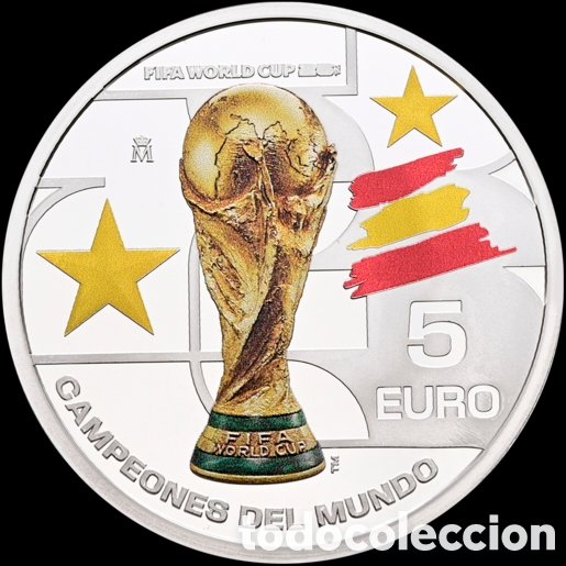 Monedas FNMT: Moneda plata 5 euros conmemorativa campeones del mundo 2026.Espa&ntilde;a.F&uacute;tbol