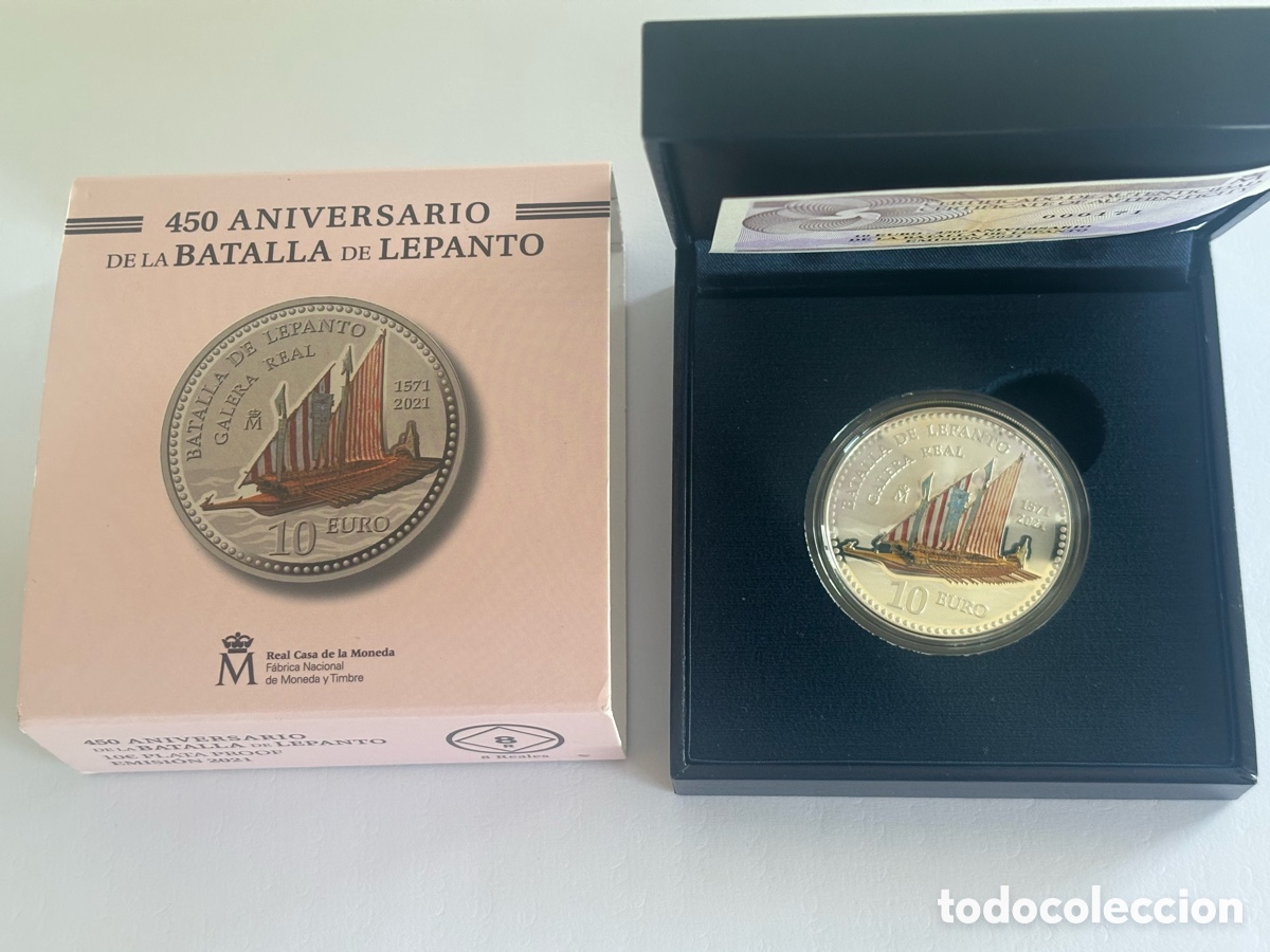 Monedas FNMT: ESPA&Ntilde;A * 10 EURO 2021 * 450 ANIVERSARIO DE LA BATALLA DE LEPANTO * PLATA
