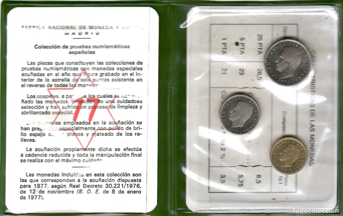Monedas FNMT: CARTERA FNMT PRUEBAS NUMISM&Aacute;TICAS A&Ntilde;O 1977 - Foto 2
