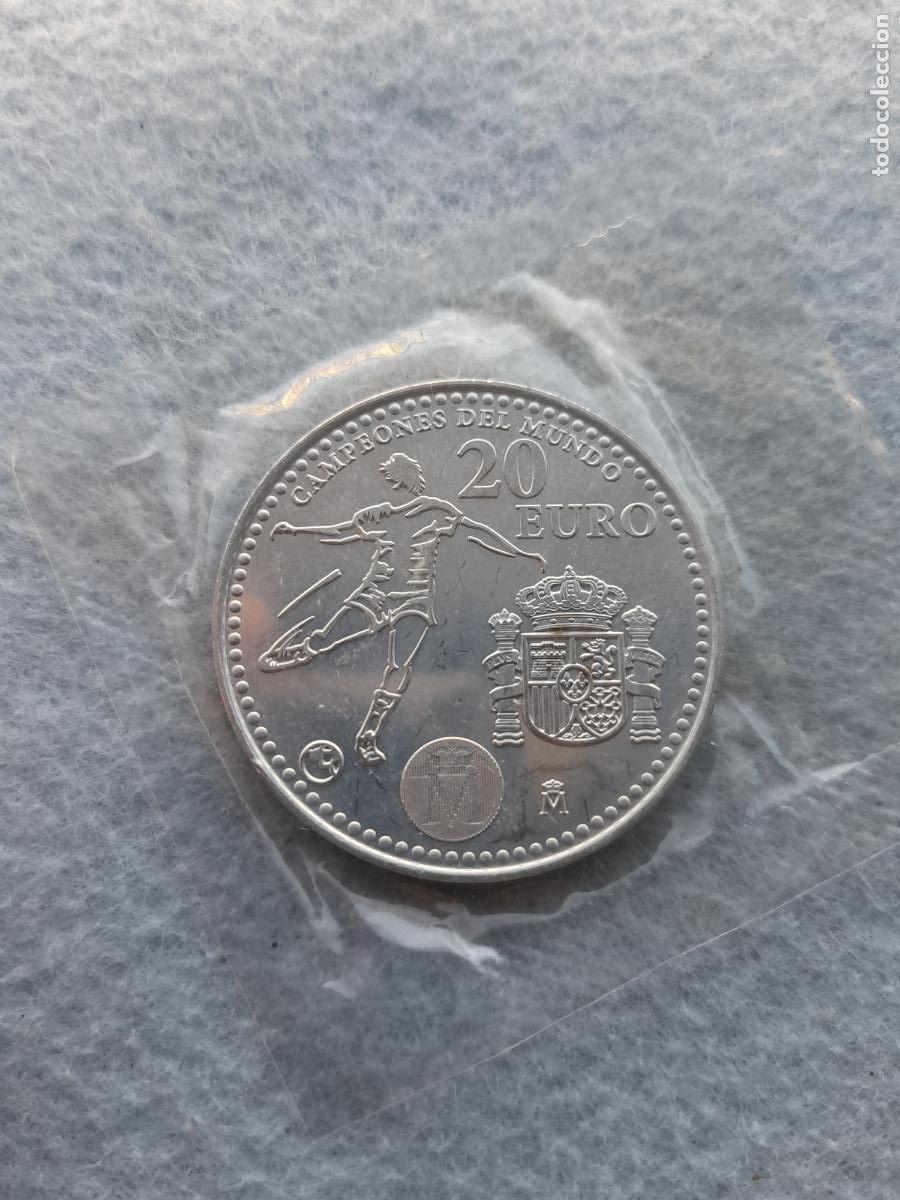 FNMT-M&uuml;nzen: Espa&ntilde;a. 20 Euros. A&ntilde;o 2010. Plata. Campeones del Mundo F&uacute;tbol. FIFA.