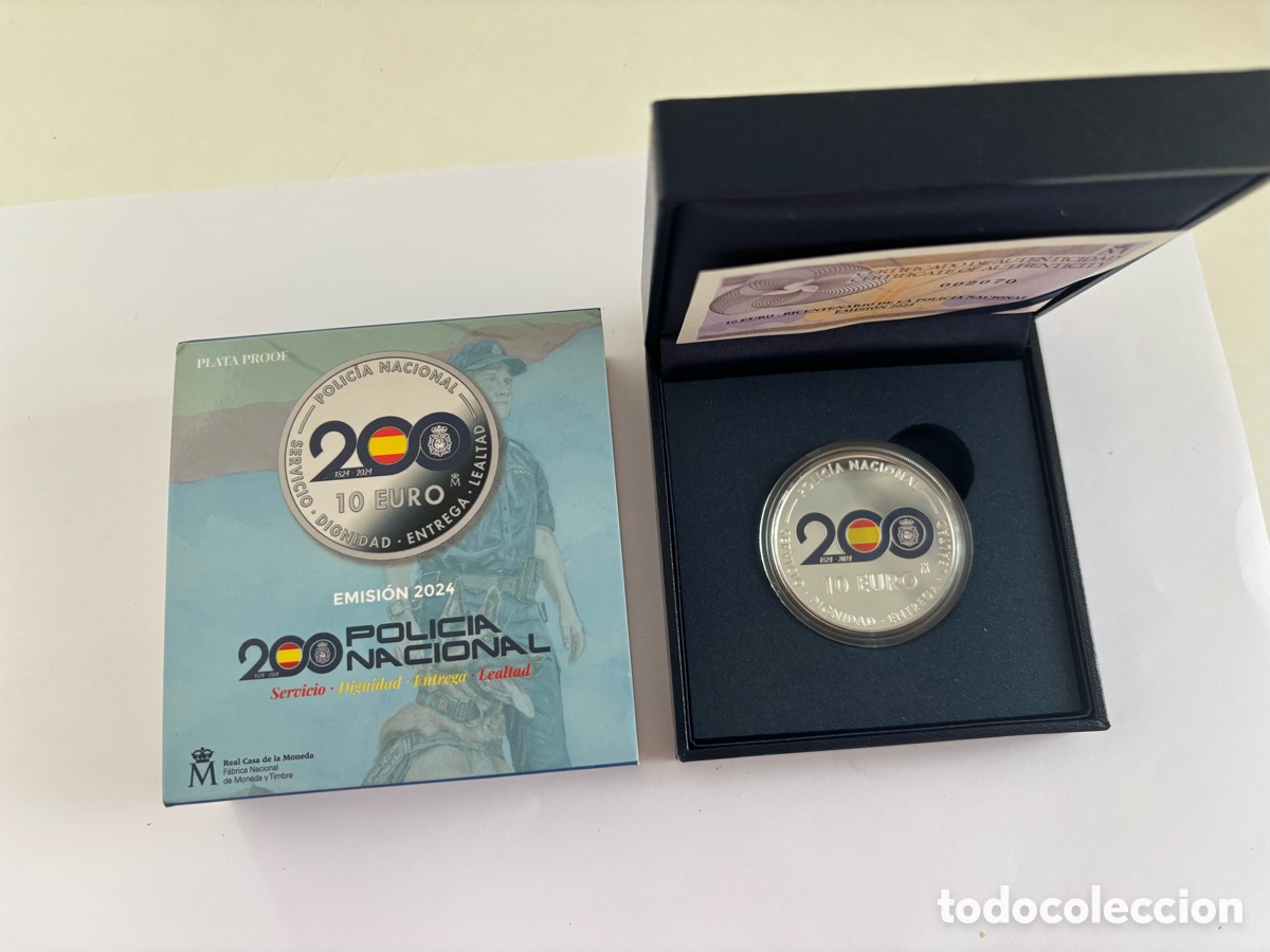Monedas FNMT: ESPA&Ntilde;A * 10 EURO 2024 * 200 ANIVERSARIO POLIC&Iacute;A NACIONAL * PLATA