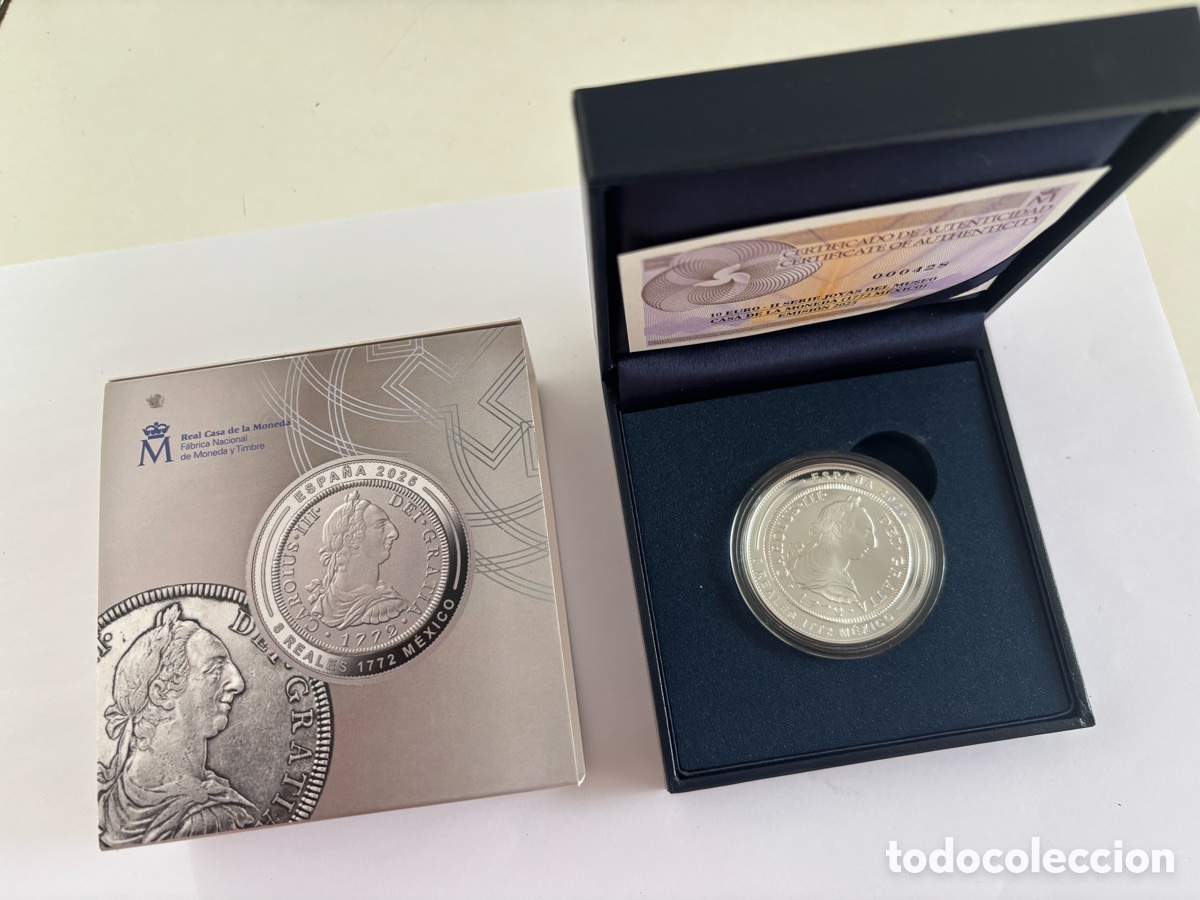 Monedas FNMT: ESPA&Ntilde;A * 10 EURO 2025 * 8 REALES 1772 M&Eacute;XICO * PLATA