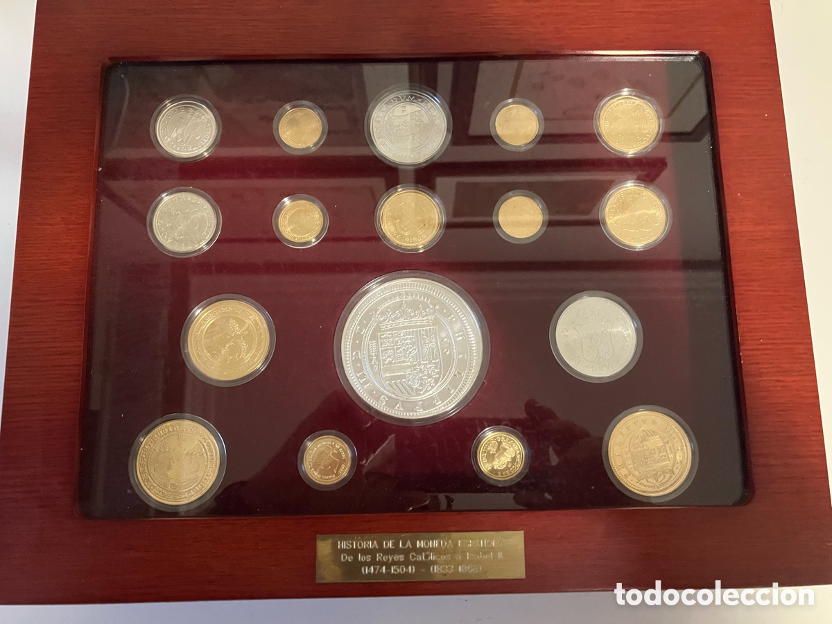 Monnaies FNMT: Historia de la Moneda Espa&ntilde;ola de los RRCC a Isabel II. FNMT. Plata de 925 mls y ba&ntilde;o de Oro de 24 k