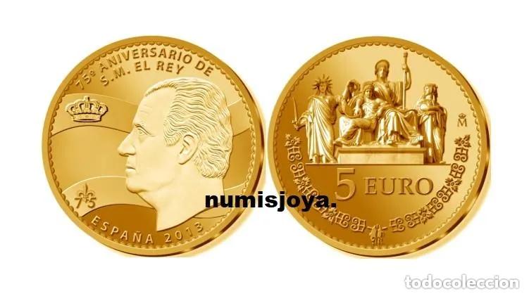 Monedas FNMT: ESPA&Ntilde;A 5 EUROS PLATA DORADA a&ntilde;o 2013 75.&ordm; ANIVERSARIO DE REY JUAN CARLOS. MUY RARA.