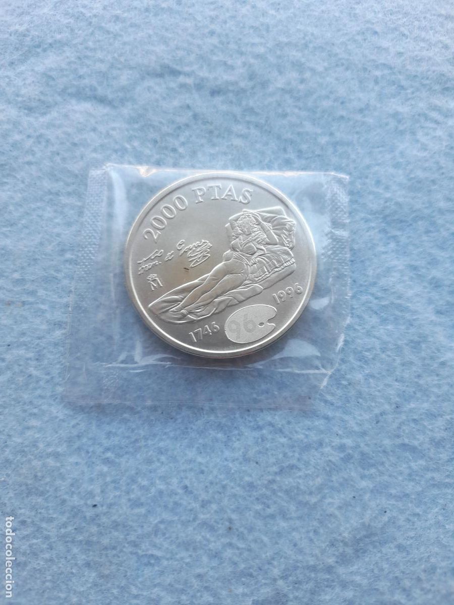 Moedas FNMT: Juan Carlos I. 2000 pesetas. La Maja de Goya. A&ntilde;o 1996. Plata.