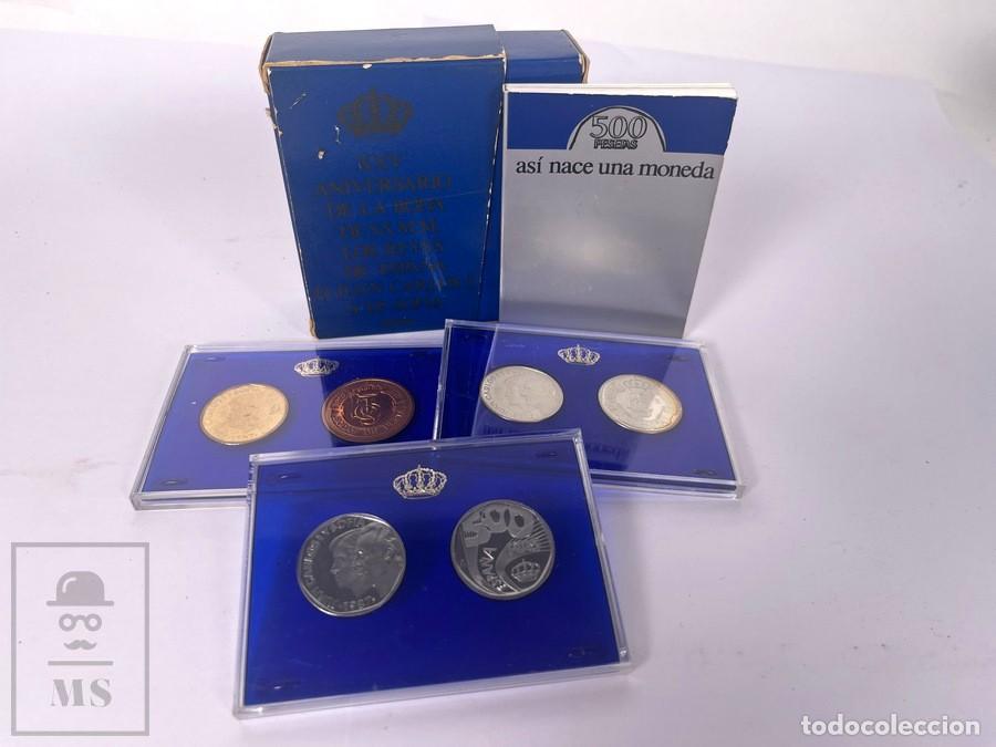 Monedas FNMT: Estuche - 500 pesetas y Pruebas - XXV Aniversario Boda SSMM Reyes de Espa&ntilde;a - 1987 FNMT Plata