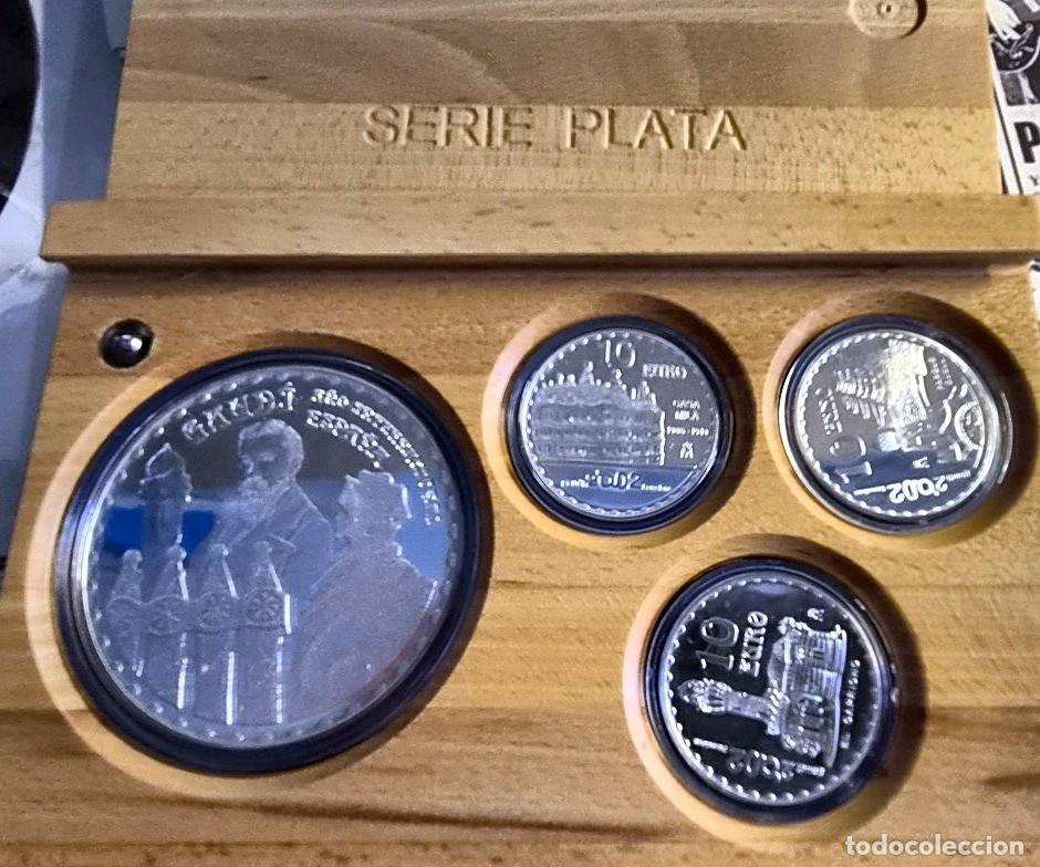 Monete FNMT: Espa&ntilde;a 2002 A&ntilde;o Gaud&iacute; Serie Plata: cincuent&iacute;n 50 euros + 3 x 10 euros plata, estuche FNMT