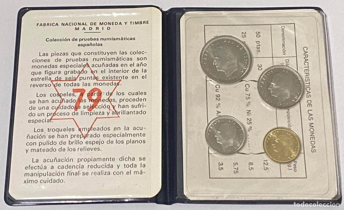 Monedas FNMT: Cartera Juan Carlos I. 1975. (1979). Espa&ntilde;a. Proof. 4 Valores en Prueba. 1 Pts, 5 Pts, 25 Pts, 50 Pt