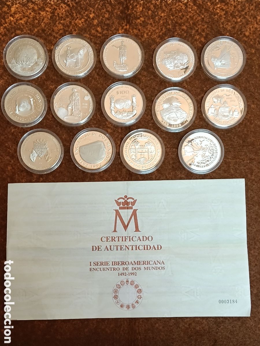 Monedas FNMT: COLECCI&Oacute;N NUMISMATICA I SERIE IBEROAMERICANA ENCUENTRO DE DOS MUNDOS 1402- 1992- PLATA 378 gr.