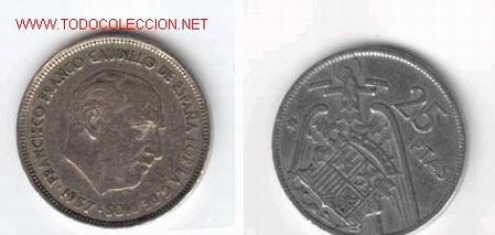 Monedas Franco: MONEDA 25 PTS. * 1957 * FRANCO - Foto 1