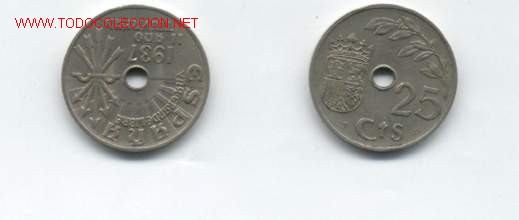 Monedas Franco: 25 CENTIMOS 1937 - Foto 1