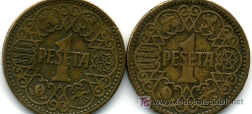 Monedas Franco: lote 2 monedas de 1 pta. 1944 - Foto 2