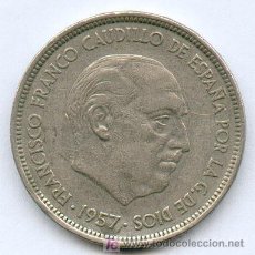 Monedas Franco: ¡¡ OFERTON !!! 50 PTA 1957*58 N2 DEL ESTADO ESPAÑOL, FRANCISCO FRANCO, MONEDA DE NIQUEL. Lote 10534221