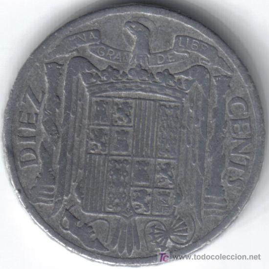 Monedas Franco: ESPA&Ntilde;A 10 CENTIMOS 1941 - Foto 2