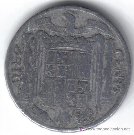 Monedas Franco: ESPA&Ntilde;A 10 CENTIMOS 1945 - Foto 2