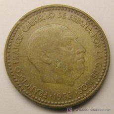 Monedas Franco: MONEDA DE UNA PESETA, CON DEFECTO DE FABRICACIÓN EN EL ANVERSO.