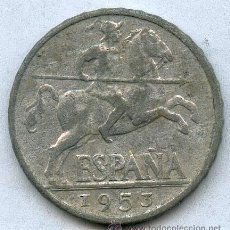 Monedas Franco: 10 CENTIMOS DE ALUMINIO DE FRANCISCO FRANCO AÑO 1953. Lote 4004423
