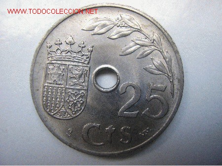 Monedas Franco: 25 CENTIMOS 1937 - Foto 2