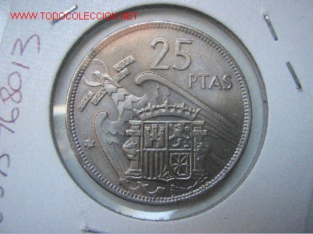 Monedas Franco: 25 PESETAS 1957 *70       SIN CIRCULAR   CON PLUS - Foto 2