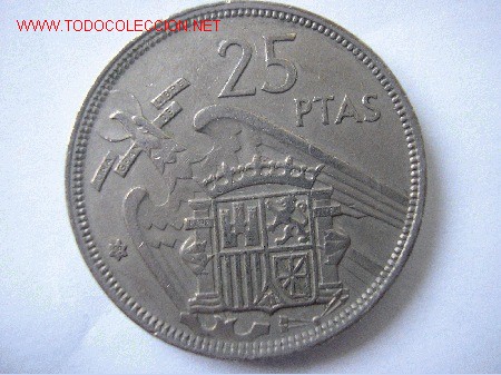 Monedas Franco: 25 PESETAS 1957 *58       CON PLUS - Foto 2
