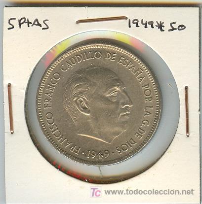 Monedas Franco: MONEDA DE 5 PESETAS. 1949.* 50 S/C - Foto 1