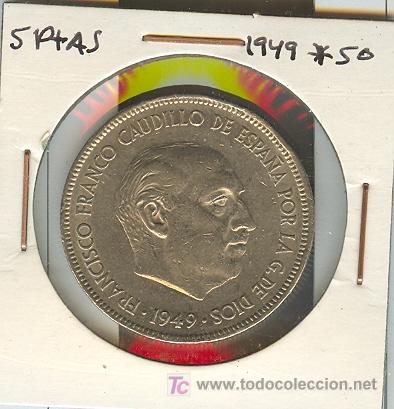 Monedas Franco: MONEDA DE 5 PESETAS. 1949.* 50 S/C - Foto 1