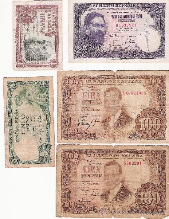 Monedas Franco: 5 BILLETES ESPA&Ntilde;OLES - Foto 1