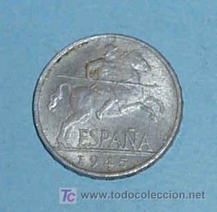 Monedas Franco: ESPA&Ntilde;A 5 CENTIMOS 1945 - Foto 1