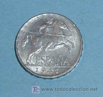 Monedas Franco: ESPA&Ntilde;A 5 CENTIMOS 1945 - Foto 1
