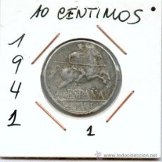 Monedas Franco: 10 CENTIMOS DE ALUMINO DEL ESTADO ESPAÑOL AÑO 1941... NUM 1. Lote 4004392