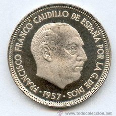 Monedas Franco: 50 PESETAS 1957*74 PROOF PERFECTA, FLOR DE CUÑO, SIN CIRCULAR, MONEDA EXTRAORDINARIA. Lote 390938384