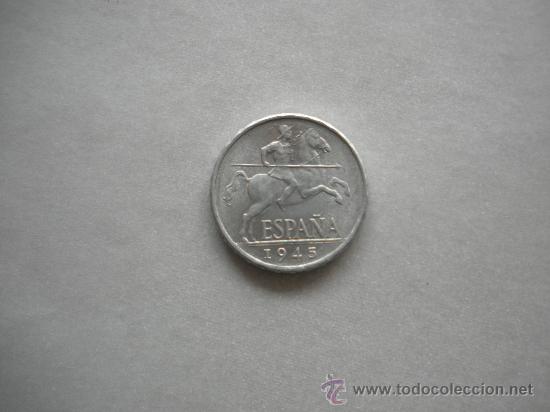 Monedas Franco: moneda cinco centimos de aluminio del a&ntilde;o 1945 - Foto 1