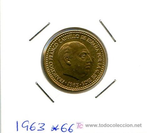 Monedas Franco: Moneda de 1 peseta 1963 *66 - Foto 1