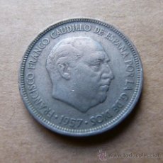 Monedas Franco: MONEDA DE 5 PESETAS ESPAÑA FRANCISCO FRANCO AÑO 1957 - UN DURO. Lote 30866929