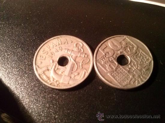 Monedas Franco: Monedas de 50 c&eacute;ntimos, Espa&ntilde;a; A&ntilde;o 1949 - Foto 2